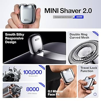 ユーセー YOOSE メンズシェーバー MINI SHAVER yoose Portable Alloy Mini Electric Shaver for Men,USB-C